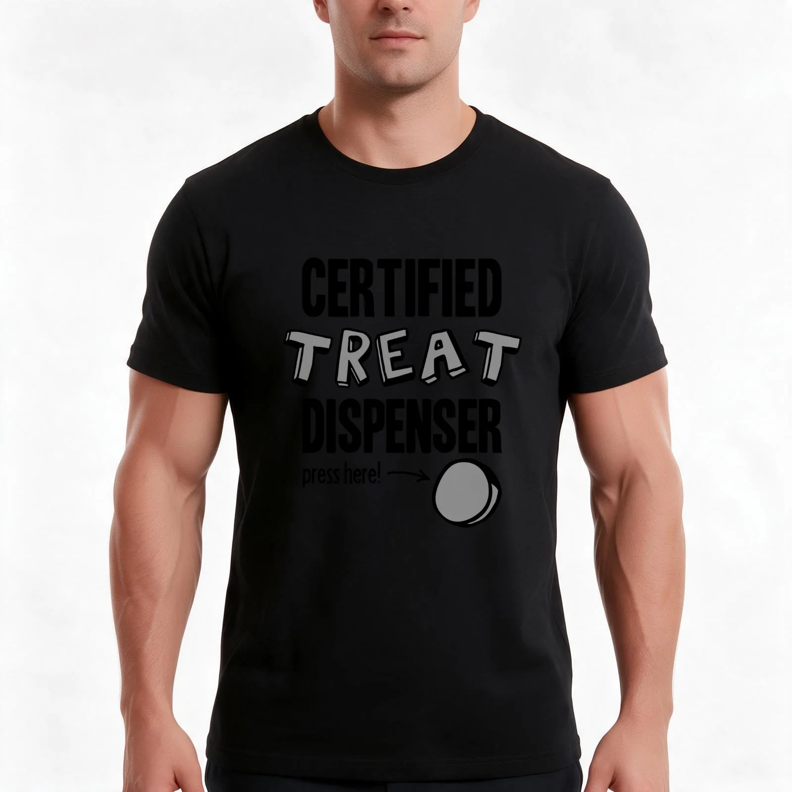 Certified treat dispenser T-Shirt, Summer Casual Cotton Tee, Oversized Streetwear Tops, Vintage Graphic Print, Unisex Men Women