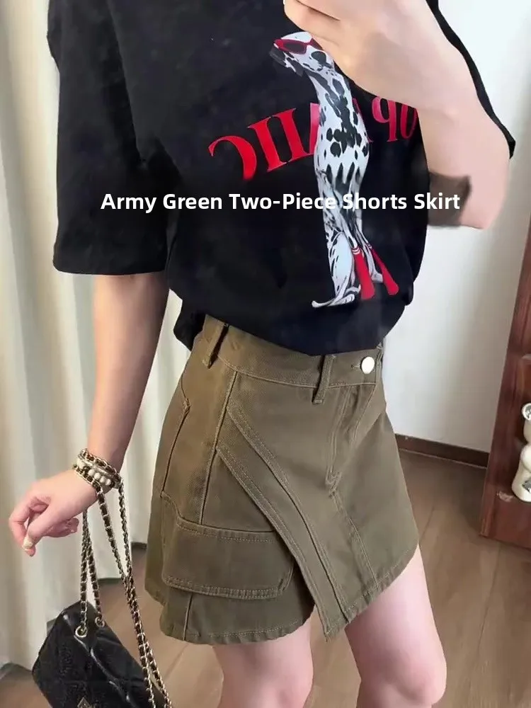 High Waist A-Line  Skirt Women's Workwear Anti-Light Walking Skirt Short Skirt Slimming Skirt Summer Casual Style