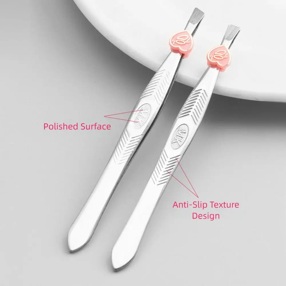 12PCS Stainless Steel Eyebrow Grooming Tweezers Silver Straight Mouth/Diagonal Eyelash Tweezers Fine Work Tools