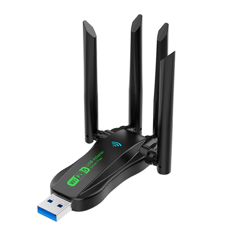 

Dual Band USB wifi 1200Mbps Adapter 2.4GHz 5GHz WiFi with 4 Antenna PC Mini Computer Network Card Receiver