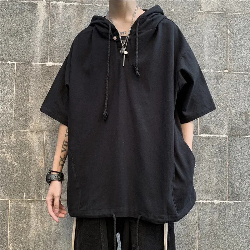 

Short Sleeve Summer Men's Loose Hoodie