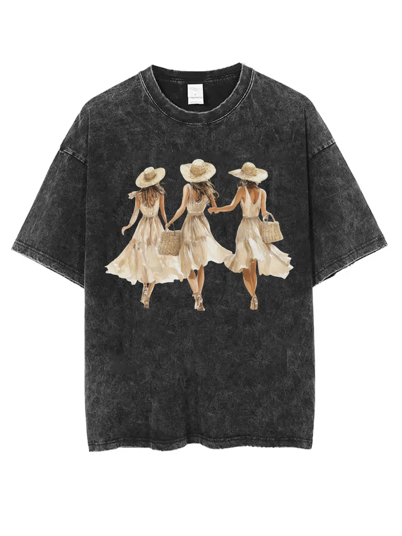 تي شيرت أسود مريح فضفاض ومغسول للرجال والنساء برقبة دائرية وطباعة الهالوين، قميص كاجوال شتوي الأكثر مبيعًا