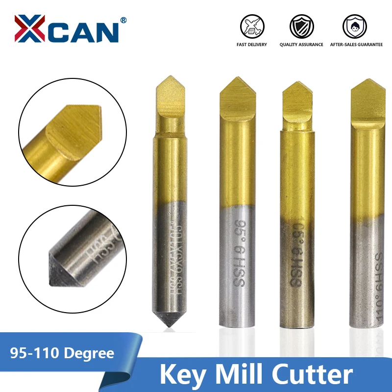 XCAN Key Cutter TiN Coated HSS Flat Knife Drill Bit 95-110 Degree For Key Cutting Machine Parts Key Milling Machine Guide Pin