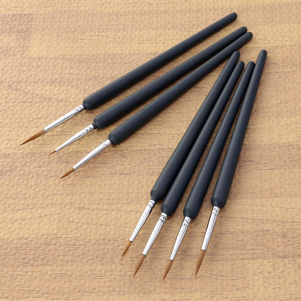 

7 Pcs Hook Pen Paint Brush Detail Acrylic Painting Miniature Fine Detailing Bamboo