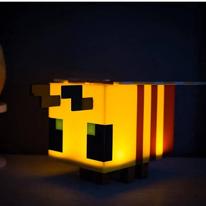 My World LED Toy Creative Bee Night Light MC Model Room Home Atmosphere Luminous Table Lamp Children's Gift