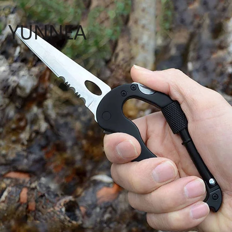 Outdoor Multifunctional Self Defense Tools Climbing Carabiner Security Hook Gear Buckle Safety defense personal Tactical Knife