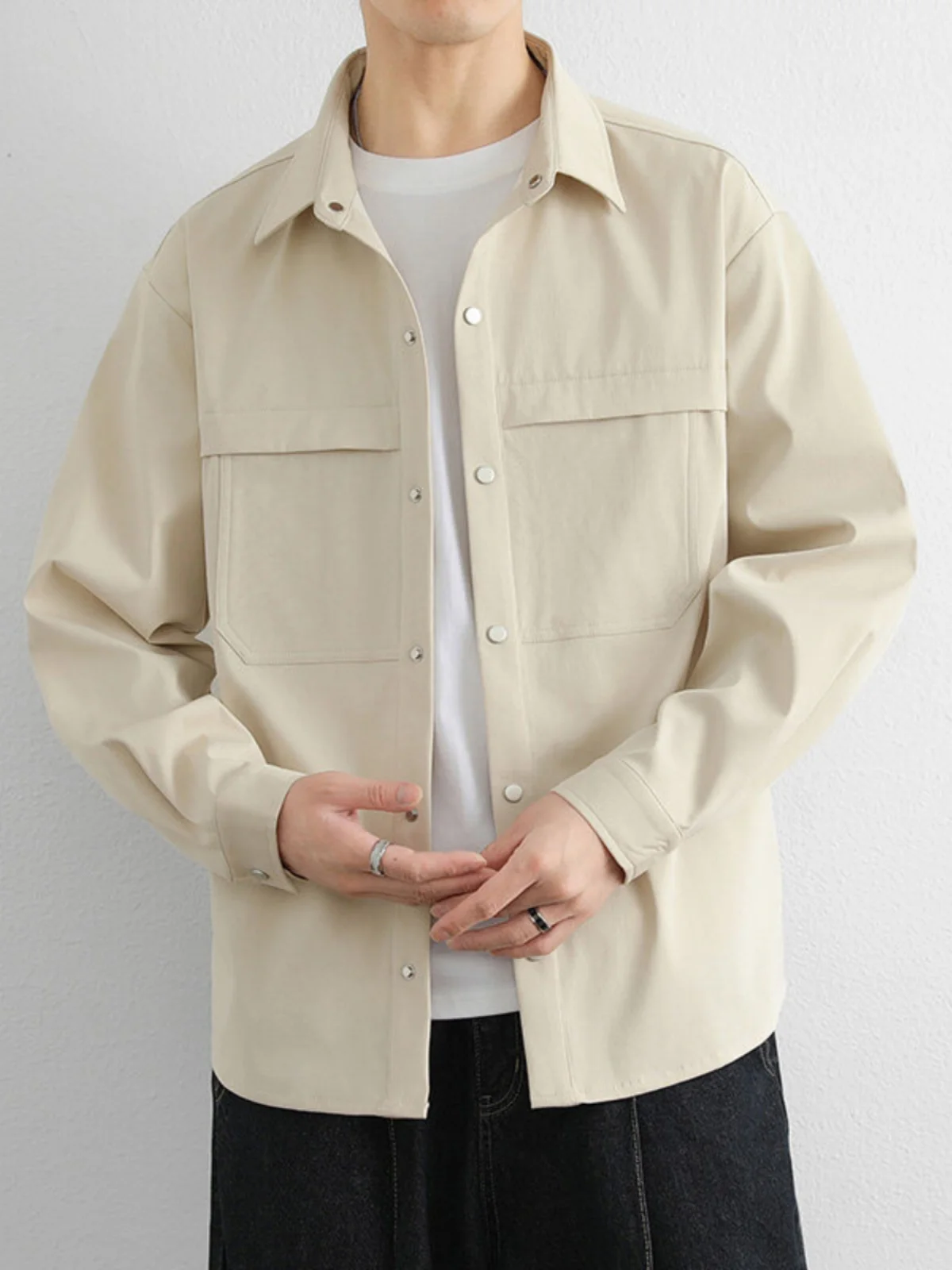 

Casual Loose Long Sleeve Workwear Shirt for Men Spring Autumn Fashionable Brand Turn-down Collar Leisure Jacket Stylish Japan...