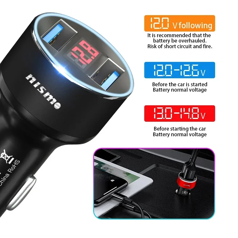 2 منافذ USB شحن سريع شاشة ديجيتال شواحن السيارات قطع غيار السيارات لنيسمو نيسان ألميرا تيدا جوك Teana قاشقاي 350Z 370Z GTR