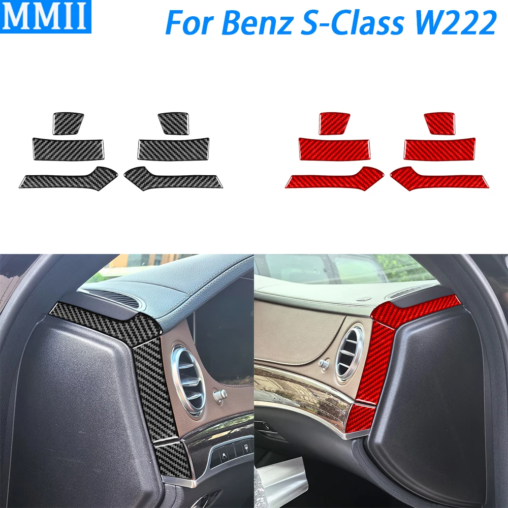 For Benz S-Class w222 2013-2020 Carbon Fiber Front Slot Dashboard Side Panel Decorative Cover Car Interior Accessories Sticker