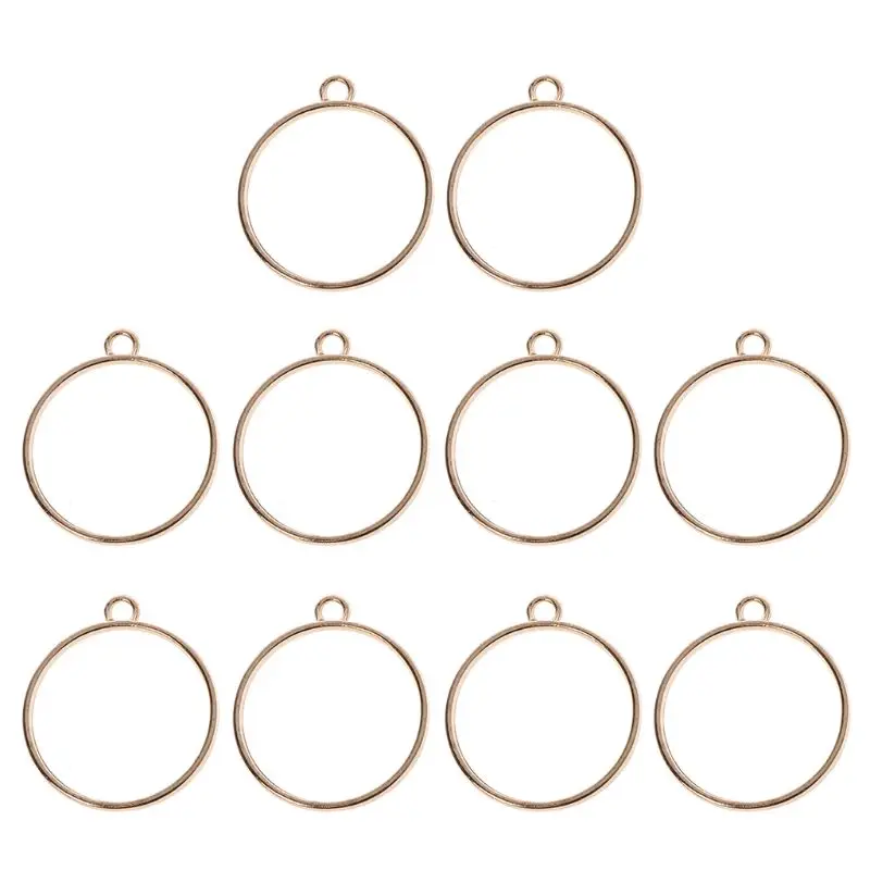 

91AC 10 Pcs/Set for Creative Blank Frame Bezel Jewelry Making Round Pendant Frame for Press Flower DIY Craft Necklace Bracele