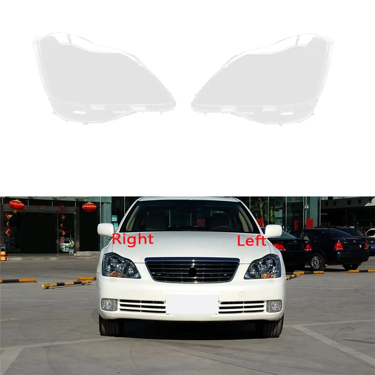 Right Car Headlight Lens Cover Light Lamp Lampshade Front Light Shell for Crown 2005-2009