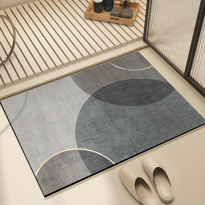 Geometric Pattern Bathroom Mat Soft Diatom Mud Bath Rug Simple Non-slip Floormat Absorbent Quick-drying Carpet for Home Decor