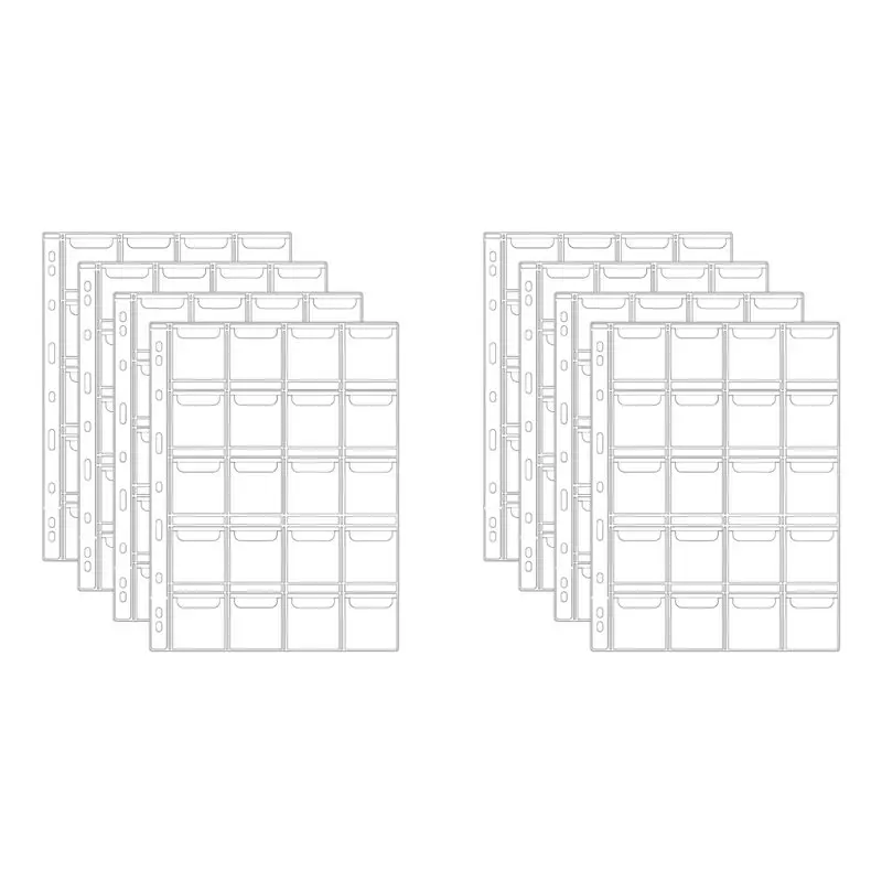 【THANKSGIVING DAY】8 Sheets 20 Pocket Coin Collection Pages, Clear PVC Coin Binder Inserts Sleeves With 9 Hole Collecting Binder