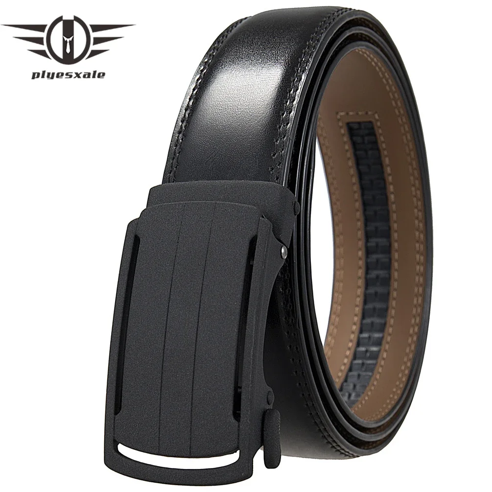 

Plyesxale Classic Men Belt Genuine Leather Luxury Brand Fashion Designer Waist Belt Mens Automatic Belts Black Red Brown B1358