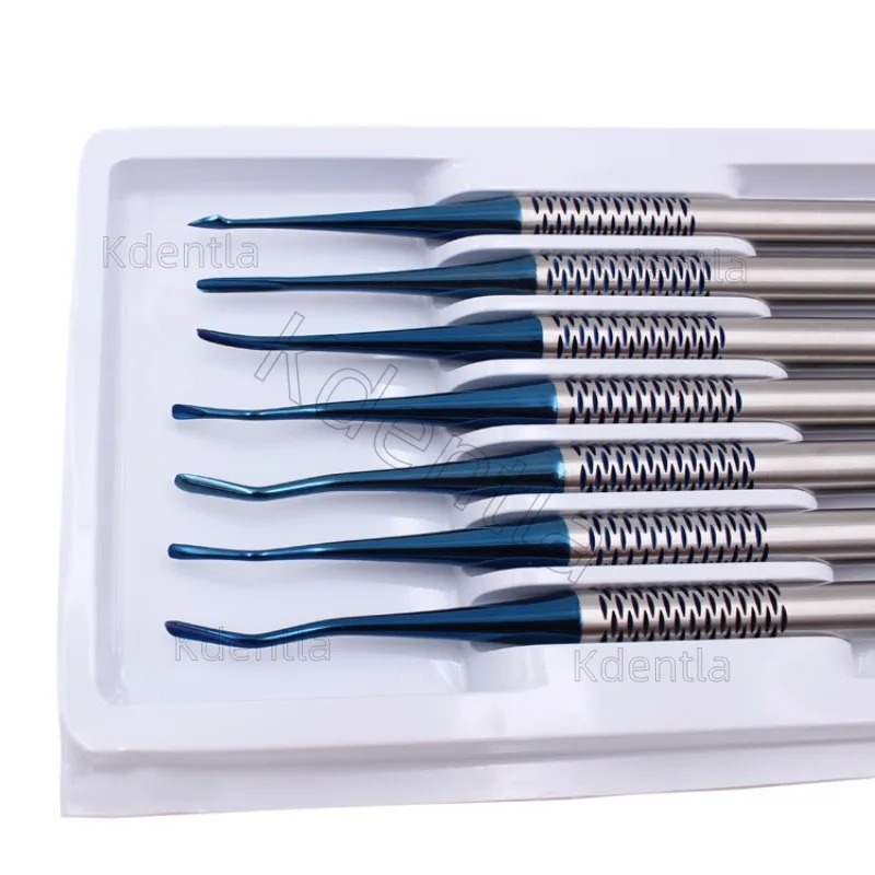 7 pz/set Dental Elevator Radice di Lussazione Titanio Dente Ascensore Minimamente Invasivo Coltello Estrazione Dentista Strumento