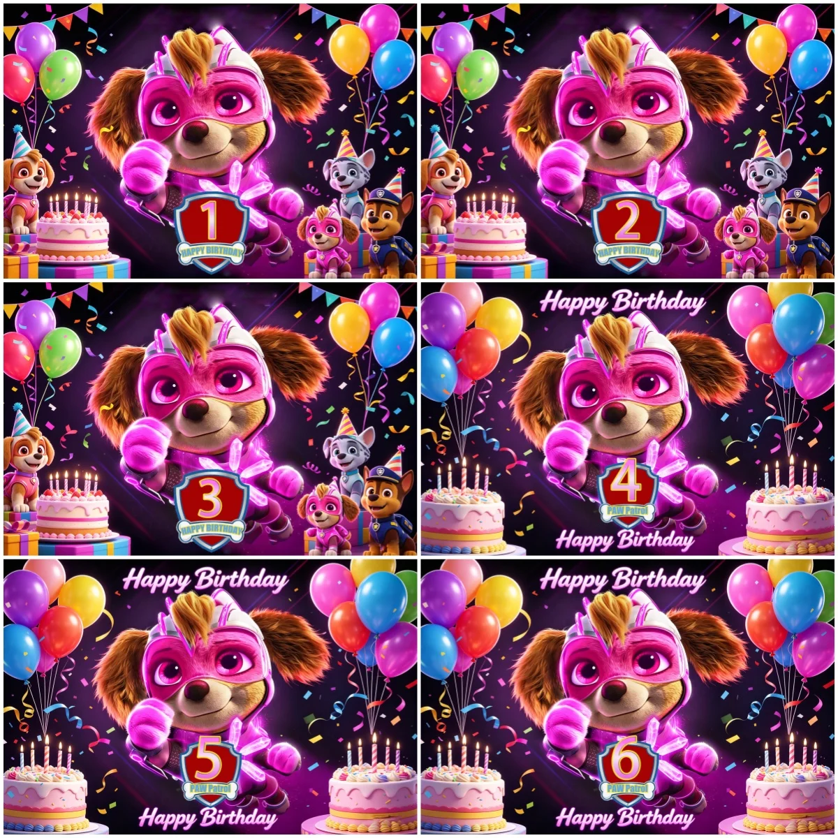 

Pink PAW Patrol 1-15th Birthday Party Decoration Background Cute Puppy Skye Backdrop Child Photography Studio Supplies Girl Gifs