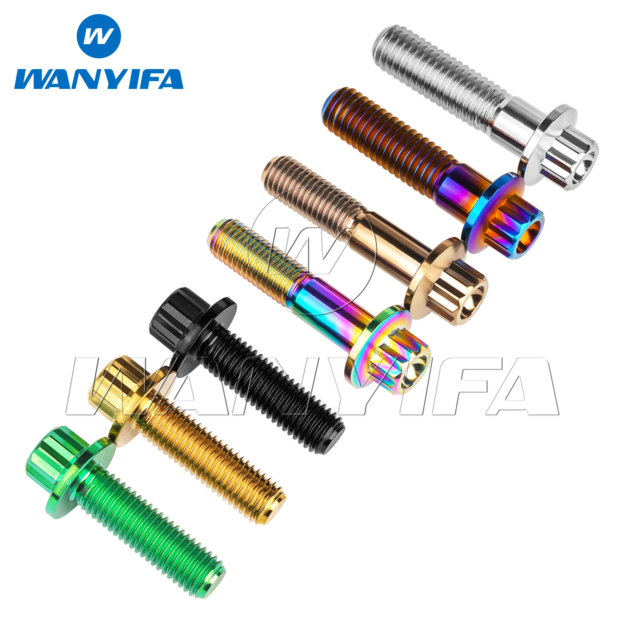 Wanyifa Titanium Bolt M7 M8x24/32mm Flange 12-Point Head Screw for Car Wheel Split Rim Retrofit Fasteners 5