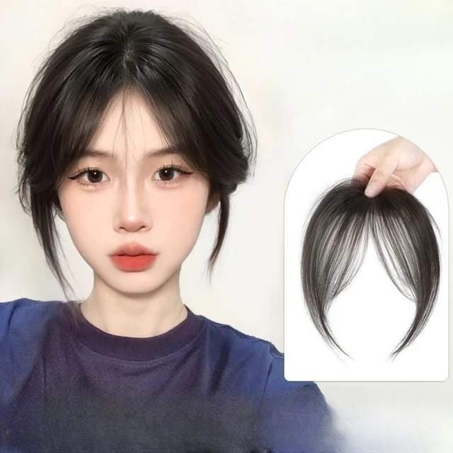 Część środkowa sztuczna grzywka Fringe syntetyczny topper treska Clip-In Bang rozszerzenie naturalne niewidoczne Clourse treska damska