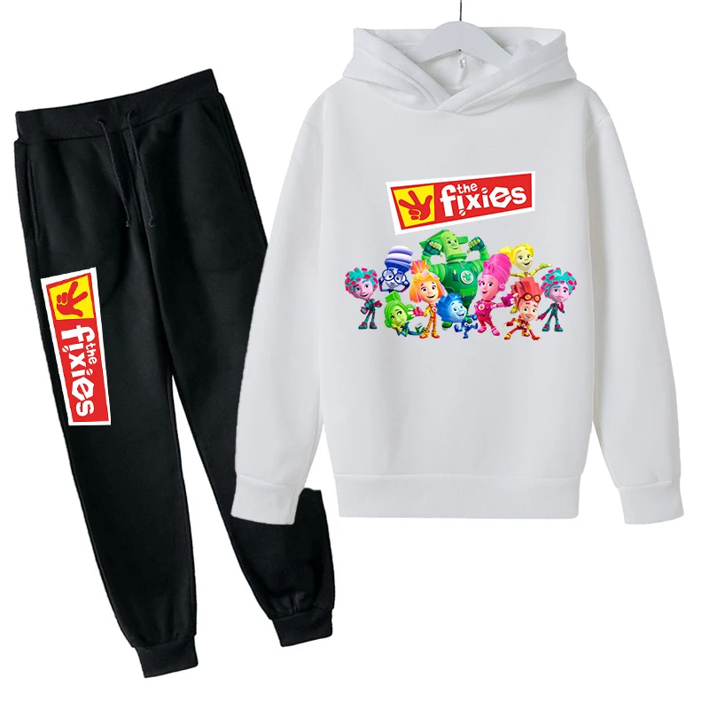 Kids The Fixies Fashion Casual Spring Autumn 2pcs Hoodie+jPants Tracksuits 3-13 Years Boys Girls Trend Outfits Children Clothes