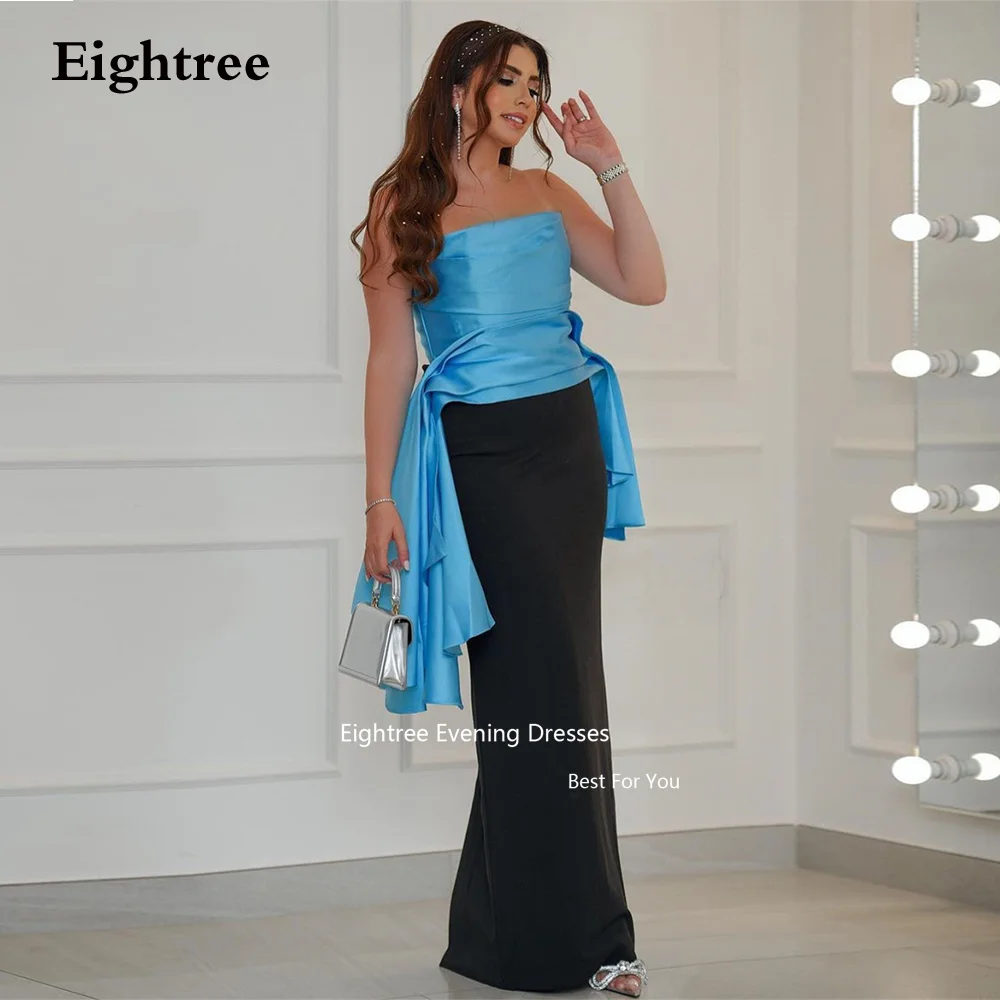 

Eightree Sexy Mermaid Evening Dresses Satin Strapless Floor Length Formal Dresses Vestidos De Noche Elegantes Para Mujer 2023