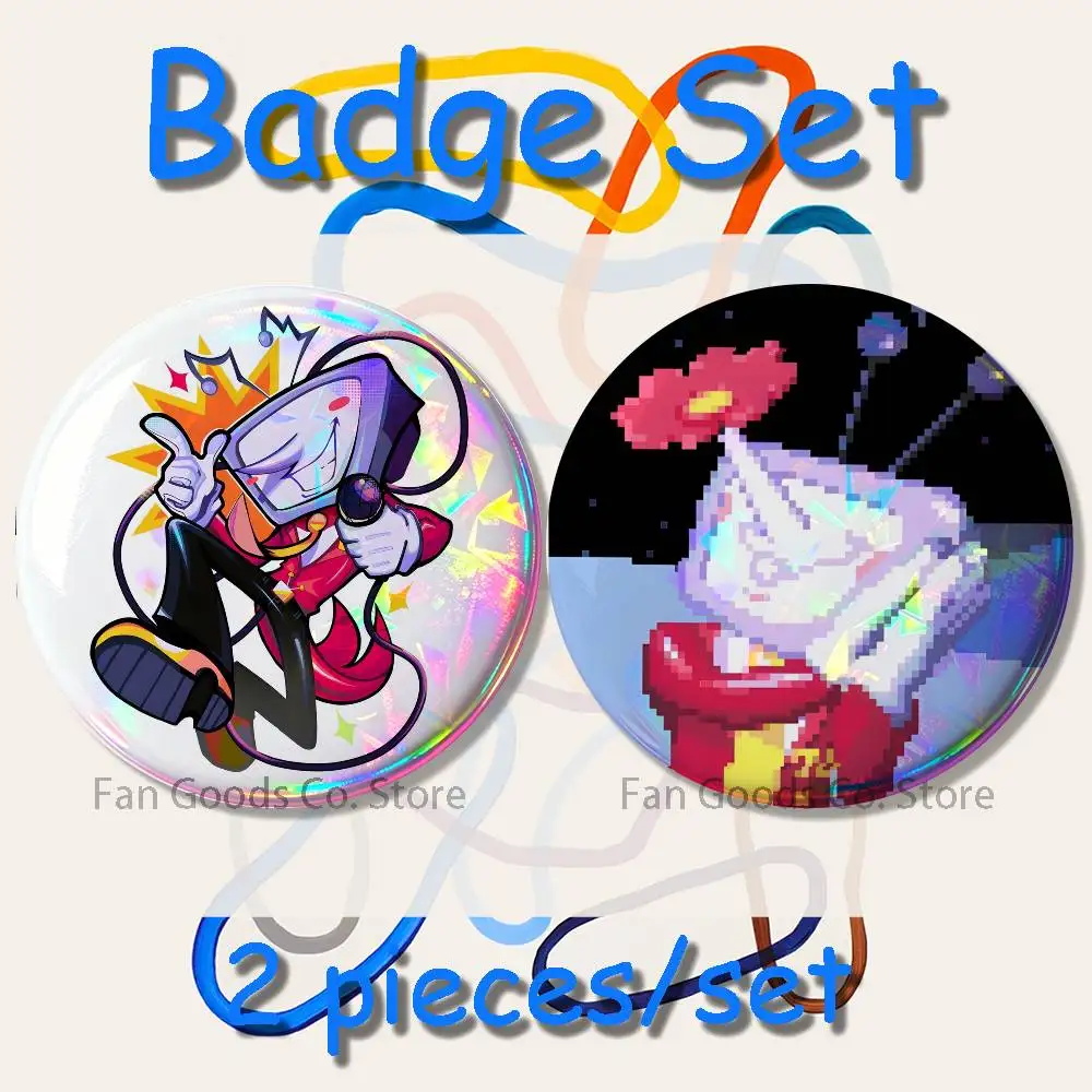 D-Deltarune Tenna Broschen für Rucksack-Accessoires, 25, 32, 44, 58, 75 mm, runde Emaille-Pins, 2-teiliges Set, Cartoon-Anime-Abzeichen – Detail 5