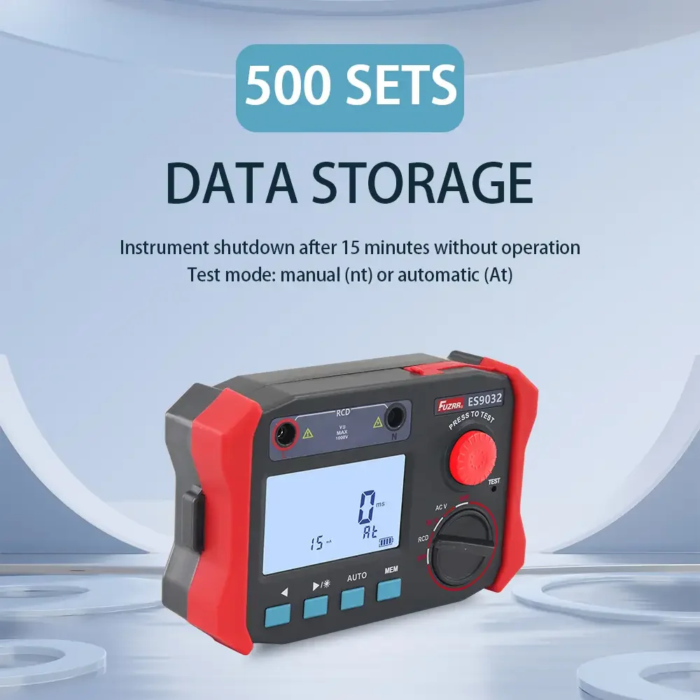 2023 New ES9032 Residual Action Time Current Operated Protector Detector Leakage Switch Meter DC 1000V 1mA-500mA Date Storage