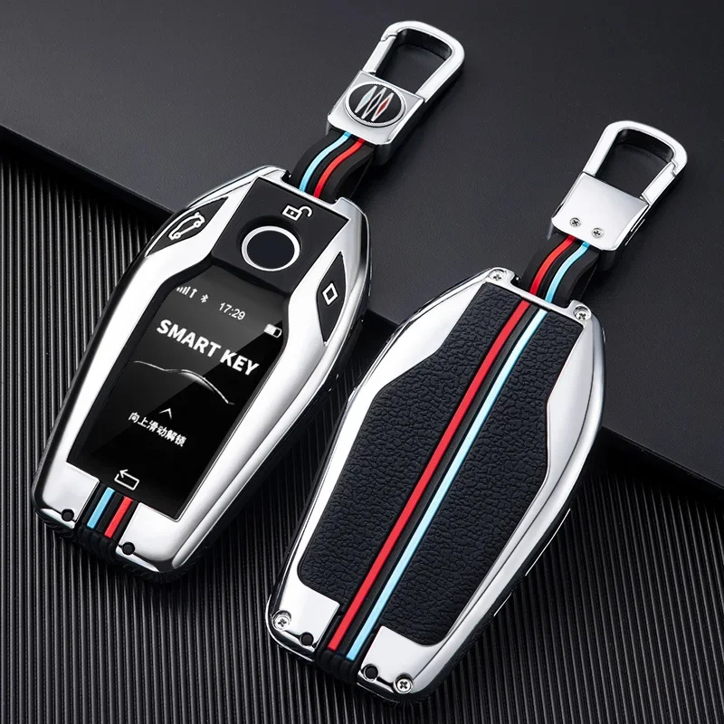 Carbon Fiber Silicone Car Key Case LED Display For BMW 5 7 Series G11 G12 G30 G31 G32 i8 I12 I15 G01 X3 G02 X4 G05 X5 G07 X7