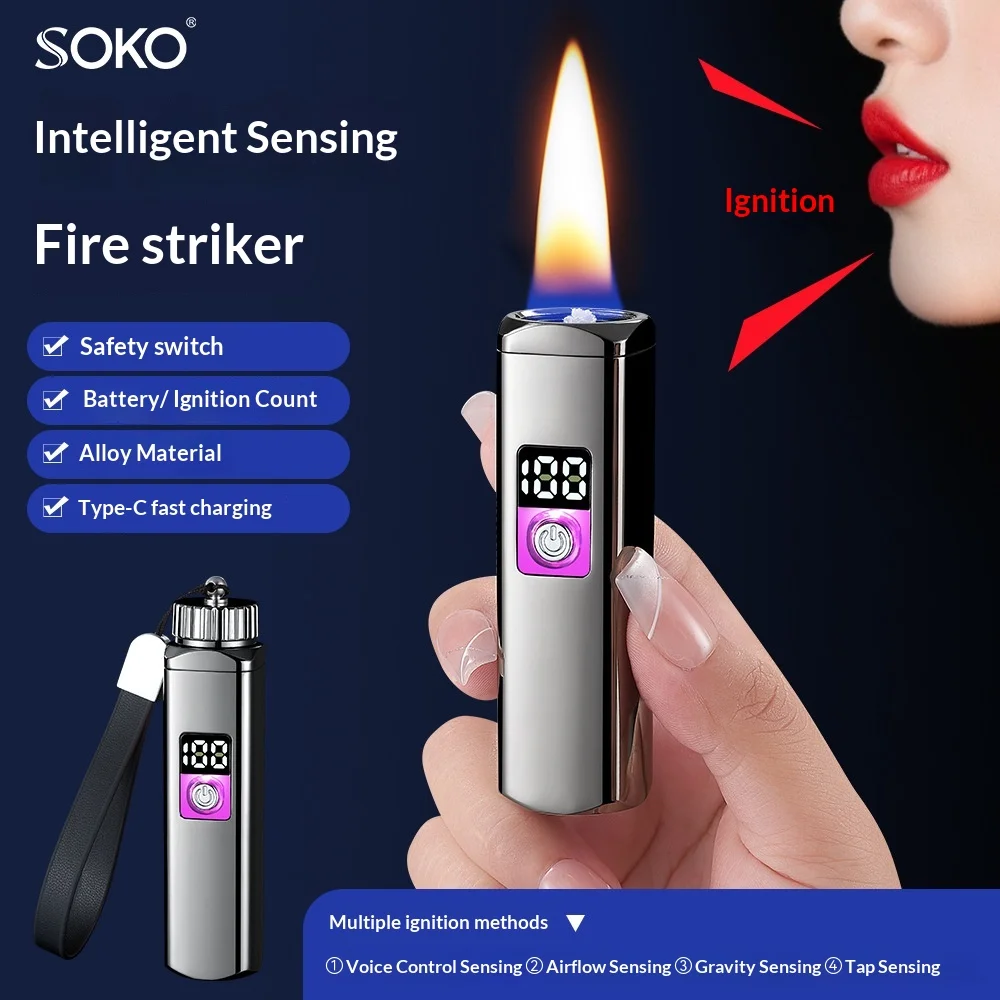 New Gas Electric Dual-purpose Lighter, Windproof Arc Charging Lighter, Cigarette Lighting Frequency, Battery Display Lighter