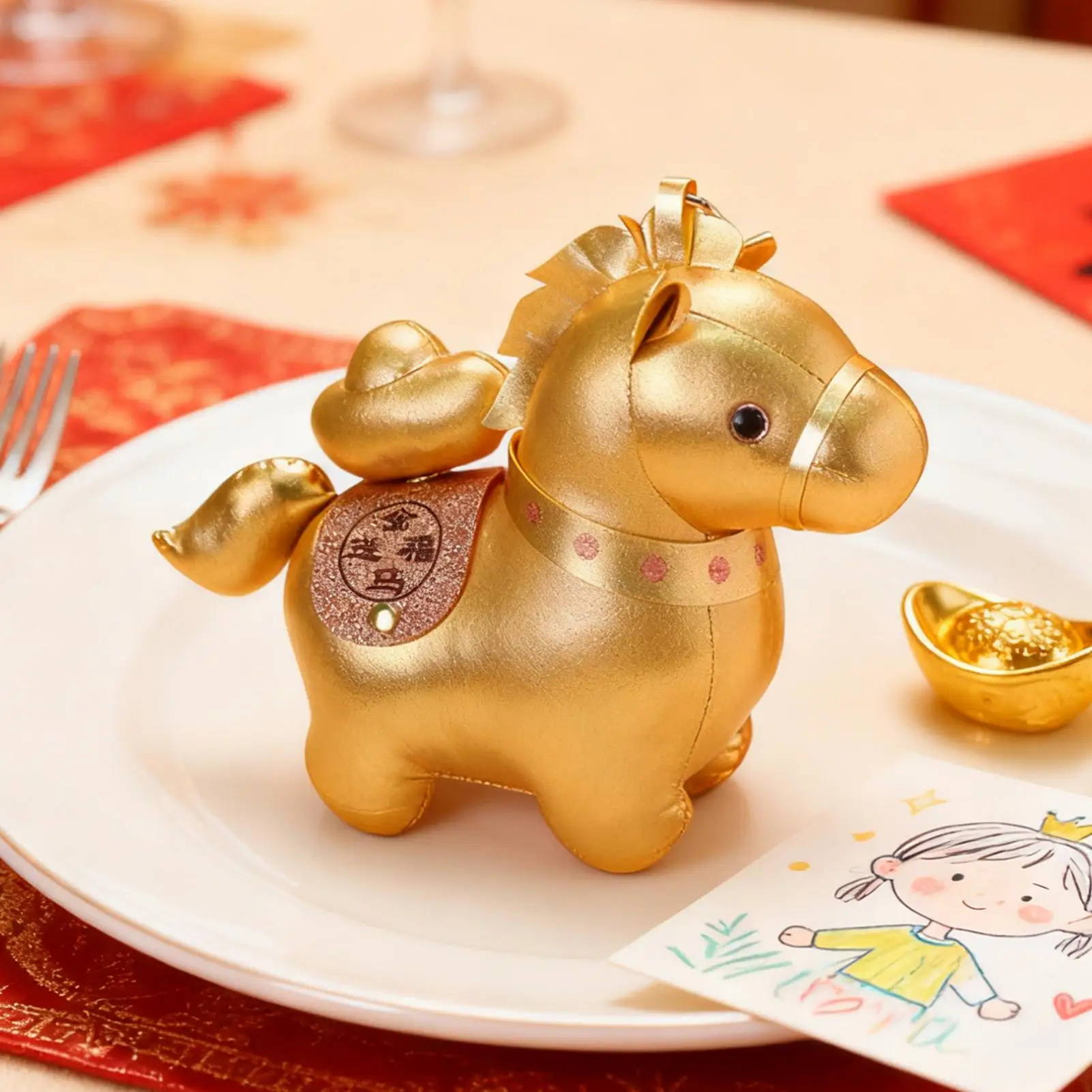 Año del caballo de peluche bolso colgante caballo mascota bolsa colgante para dormitorio sala de estar estudio coche niños adolescentes adultos