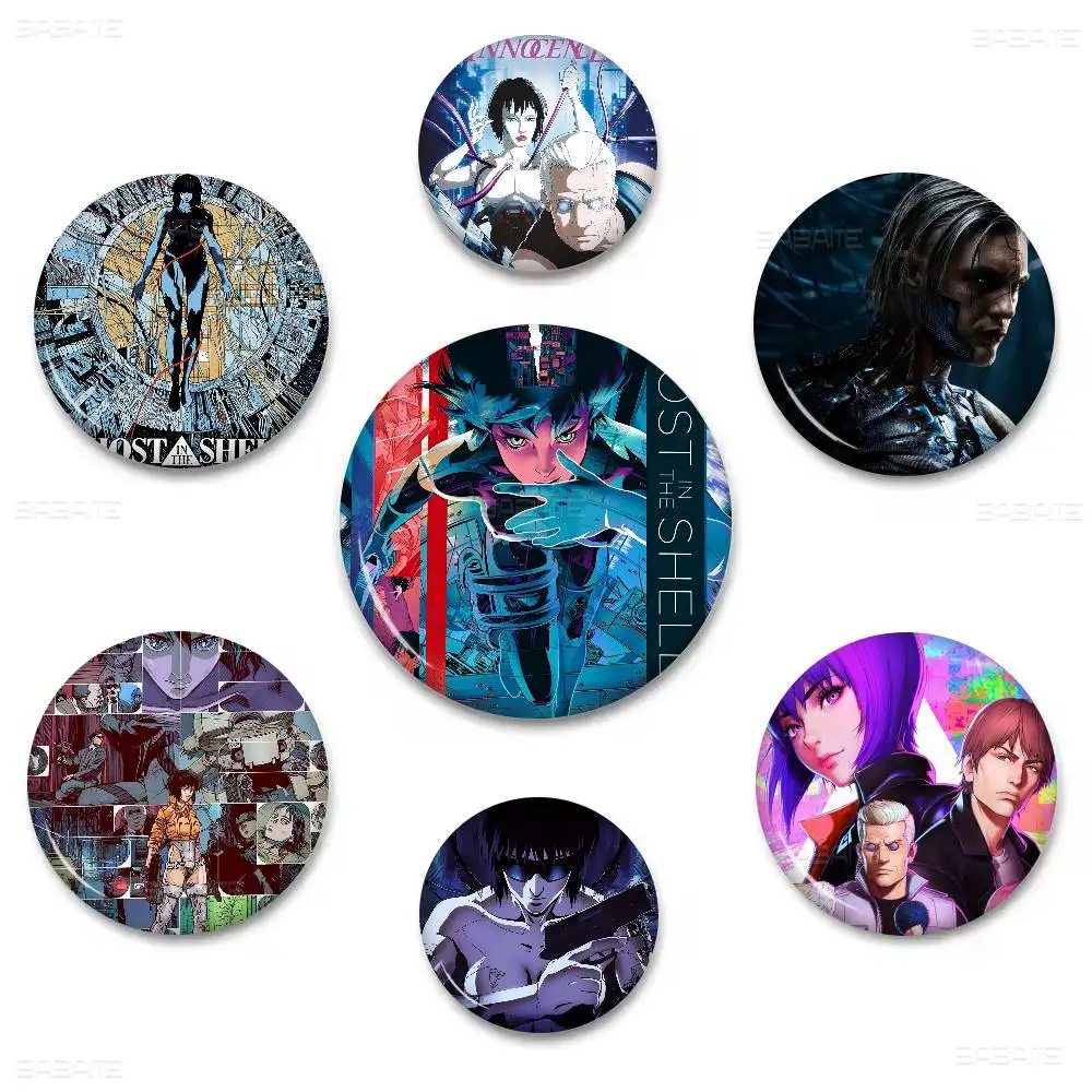 Klassieke Japan Anime Ghost In The Shell Ronde Knop Pins Slogan Creatieve Broches Rugzak Kleding Decoratie Mode Cartoon