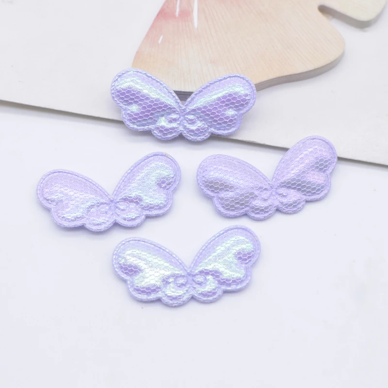 40Pcs 32*16mm Mesh Leather Wing Appliques for DIY Clothes Sewing Patches Handmade Headwear Bowknot Bow Decor Accessories