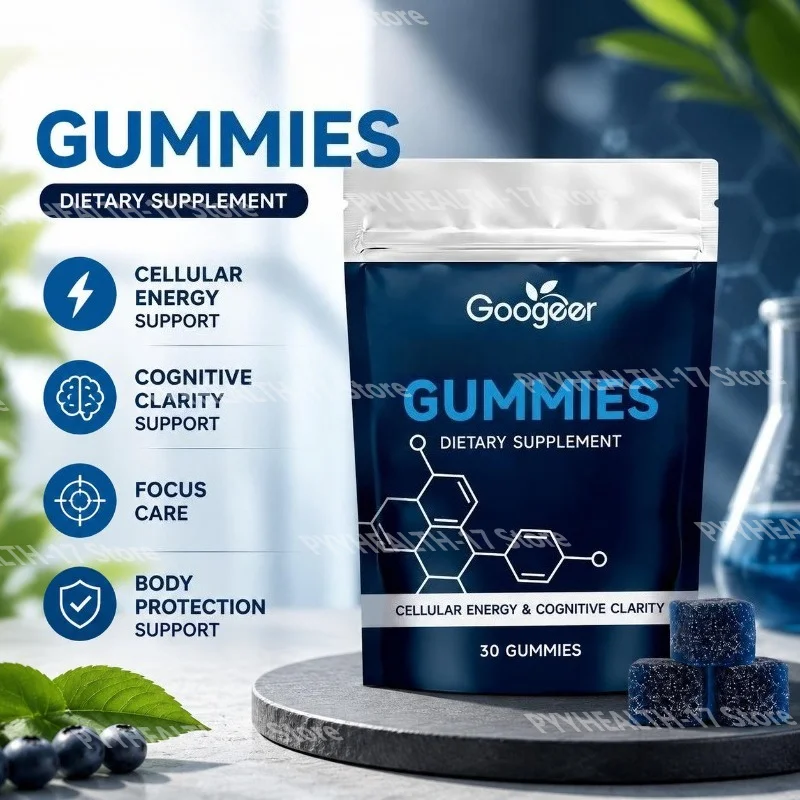 Daily Blue Complex Gummies Cellular Energy Support with Vitamin C B6 D3 Folate for Men and Women 30 Gummies 30 Days