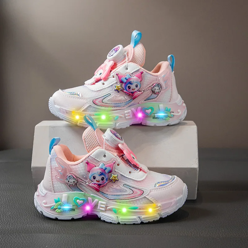 

Kids'Casual Shoes Sneakers Led Light Cartoon PU Leather For Girls Breathable Anti-slip Thick Bottom Pink Pruple Shoes Size 23-36