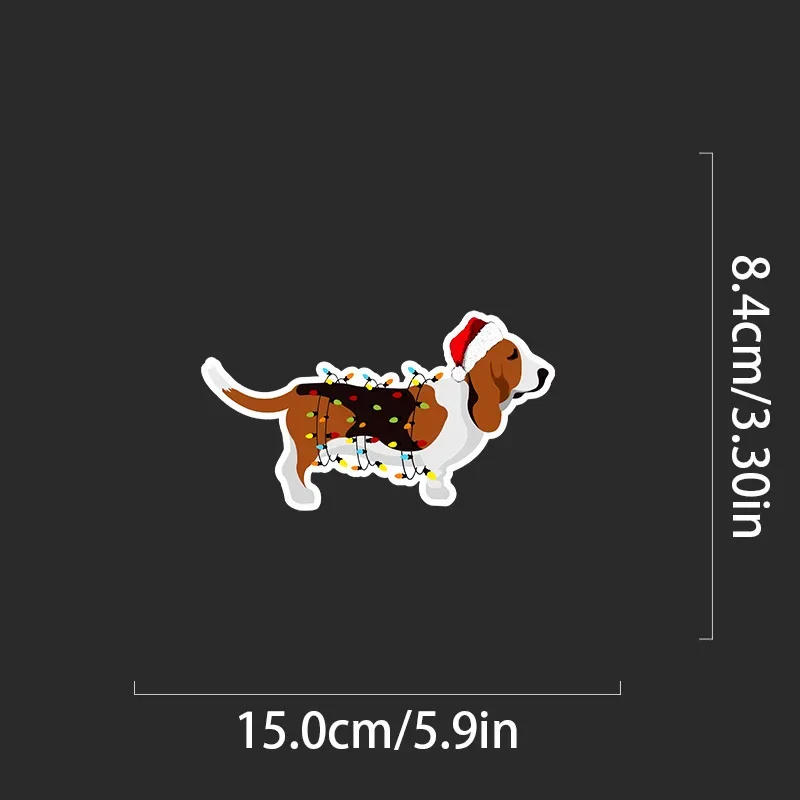 

4 шт./компл., рождественская наклейка Basset Hound для автомобиля, мотоцикла, красочная дизайнерская наклейка для автоаксессуаров, крутая наклейка