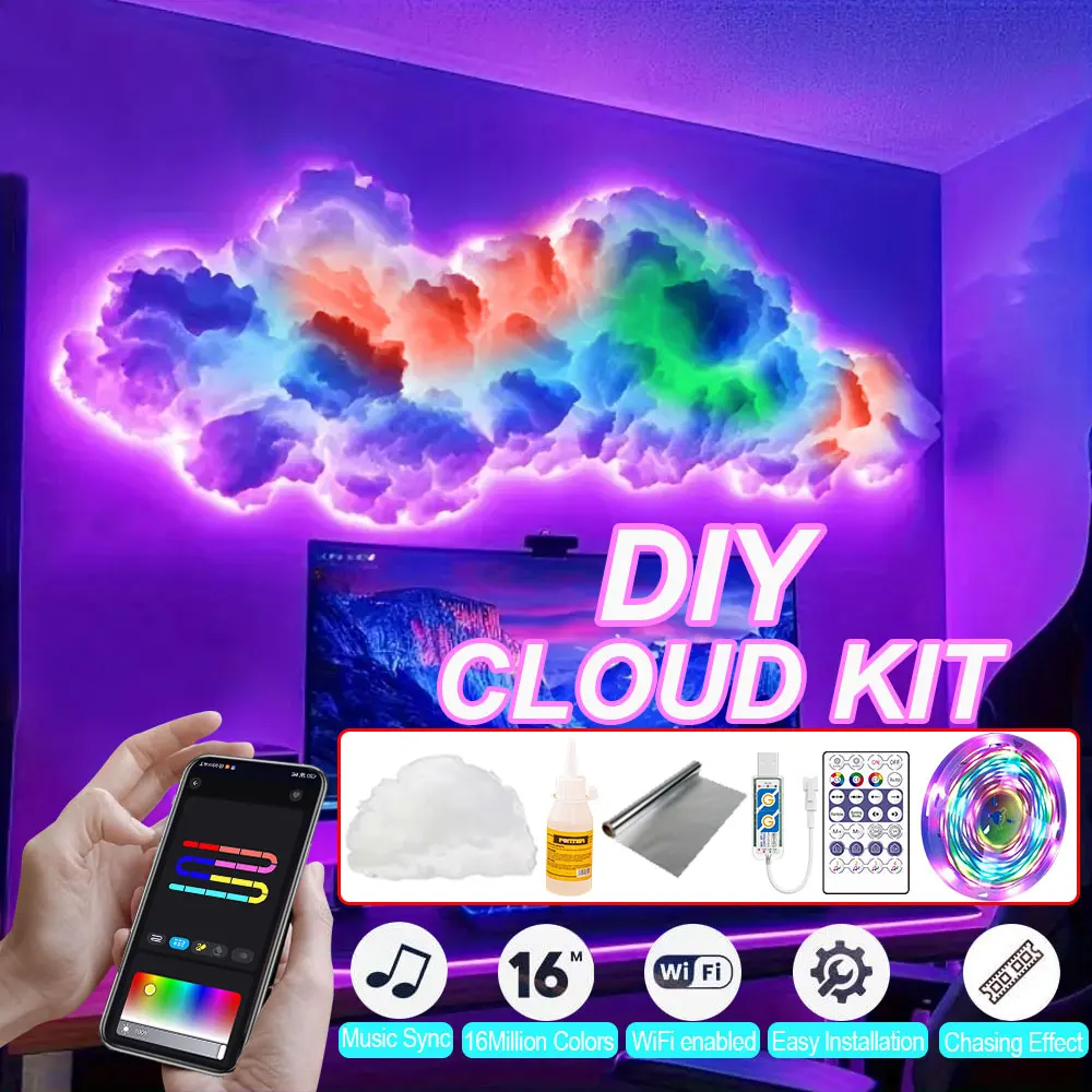 

3D Cloud Lightning Light 7 типов комплекта Smart Cloud Light маленький Thundercloud Light 360 градусов беспроводное дистанционное приложение для домашнего декора