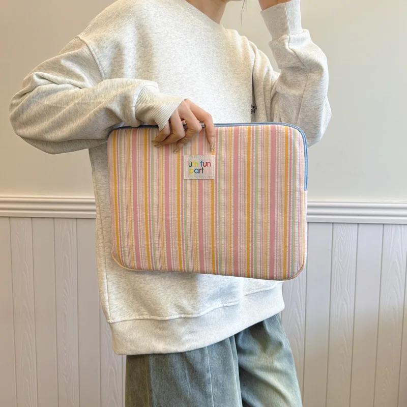 

Sweet fresh stripe color ipad13 "14" tablet inner bag laptop storage bag