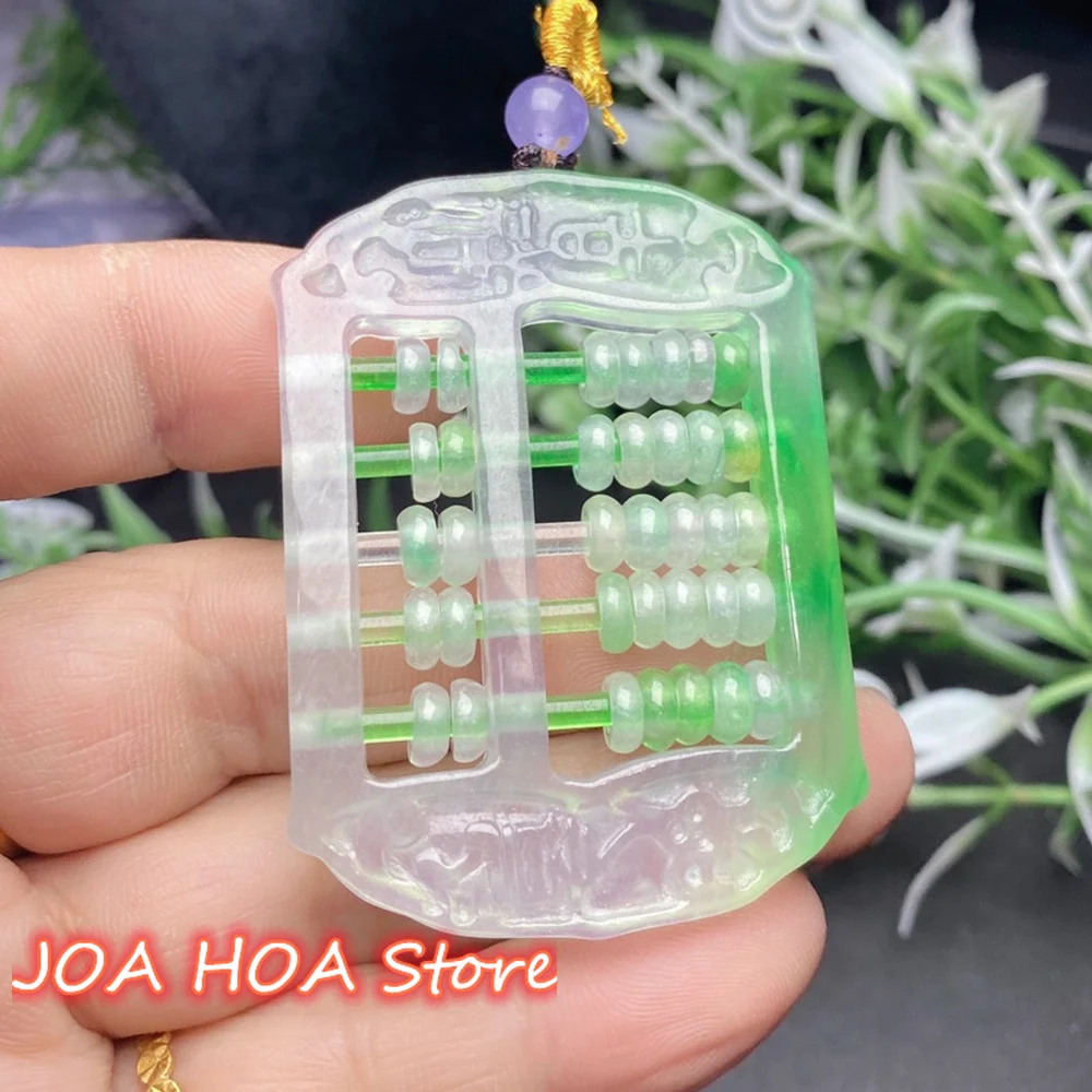 

Emerald Ice Seed Careful Planning Handcrafted Pendant Natural Jadeite Hollow Out Necklace Chain Accessories Exquisite Jewelry