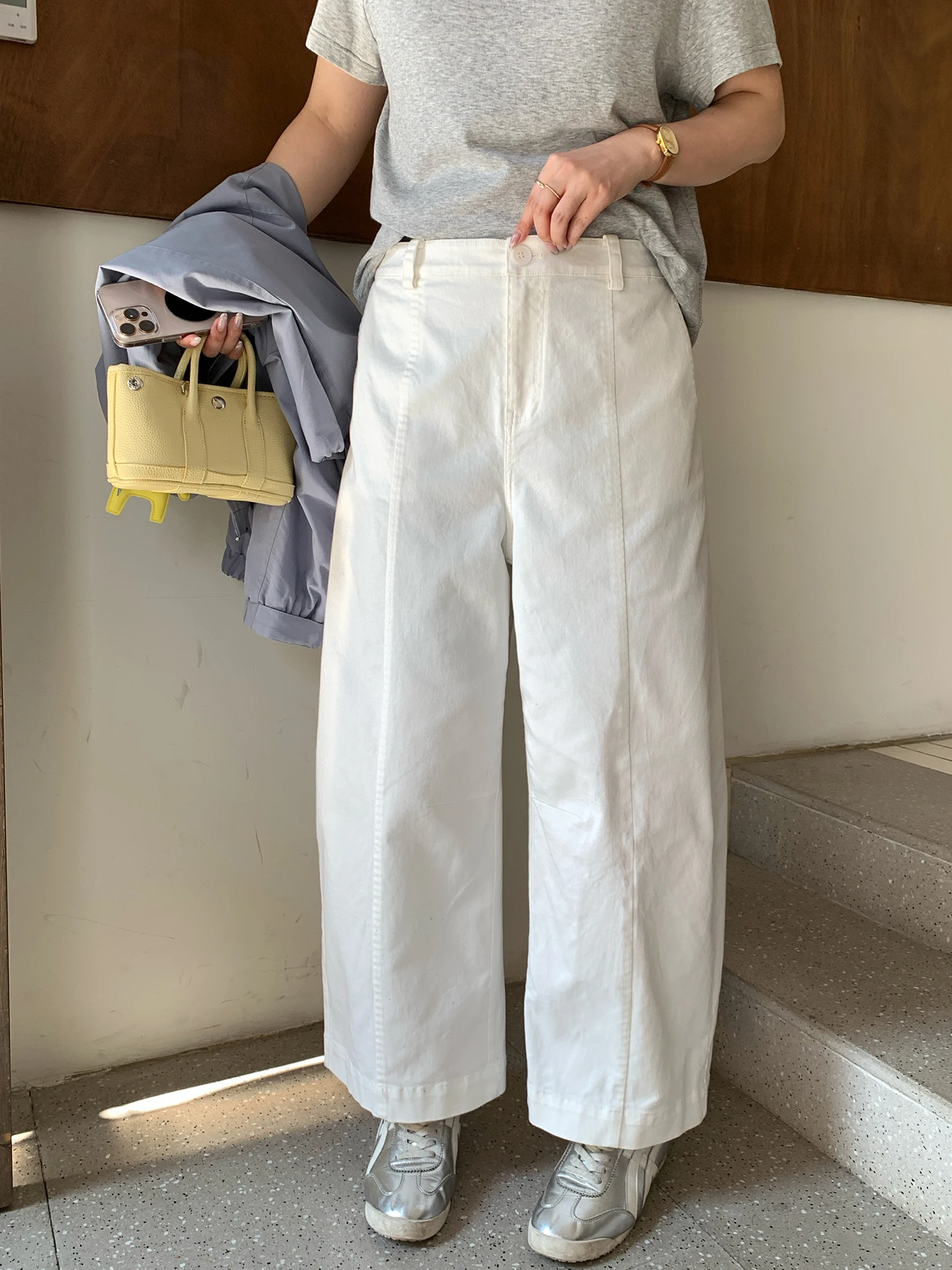 

Брюки NAZ больших размеров, повседневные, с высокой талией, на молнии, из денима и хлопка, с диагональными полосками, модные, стройнящие, свободного кроя, для весеннего сезона