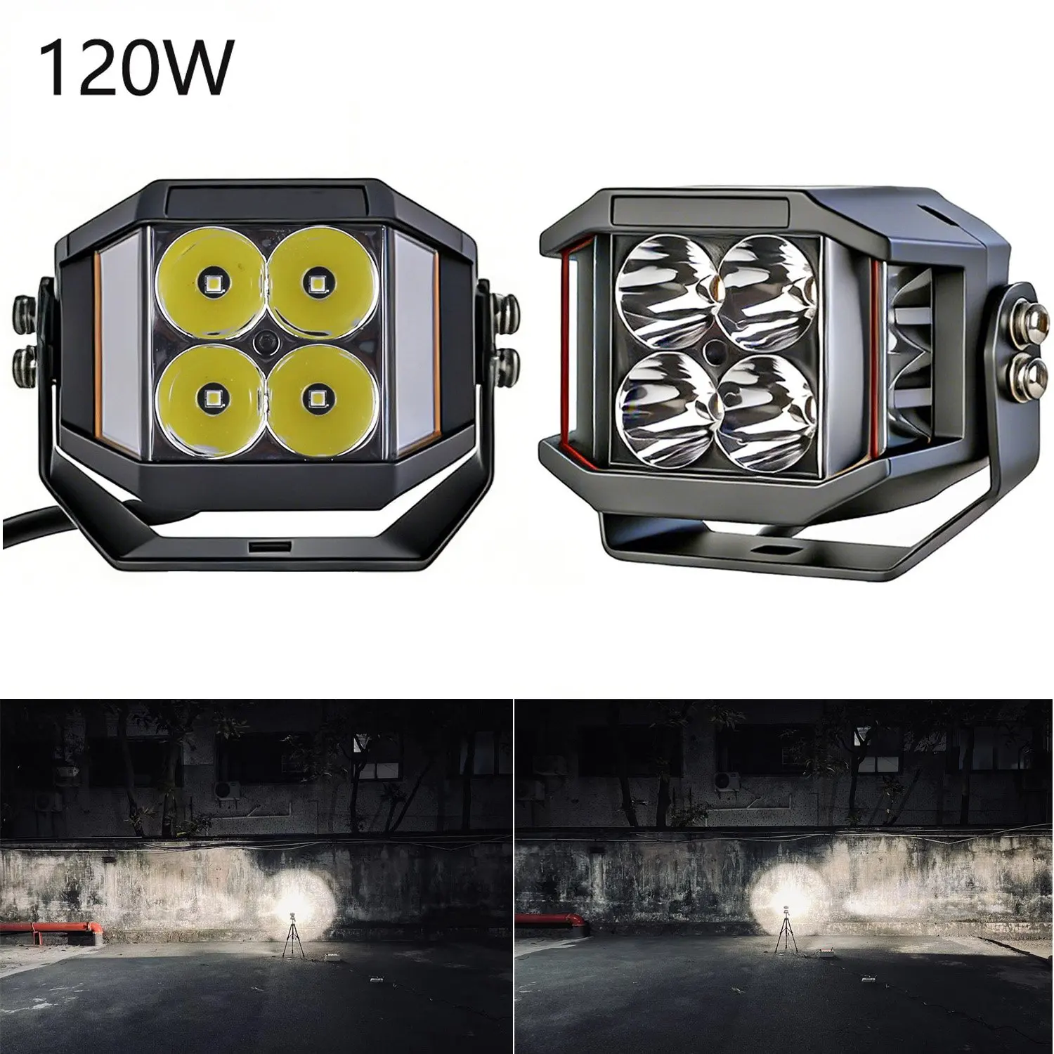 NEW 4 Inch 120W LED Work Light Pods with Double-Side Shooter DRL Driving Lights for Truck Pickup Offroad Tractor SUV 4WD 12V 24V