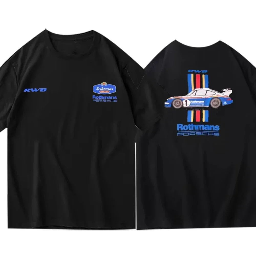 

2025 Summer New RWB Cotton Printed T Shirt Rothmans Men's Women's Short Sleeve Men's and Women's Motorcycle Cycling T-shirt