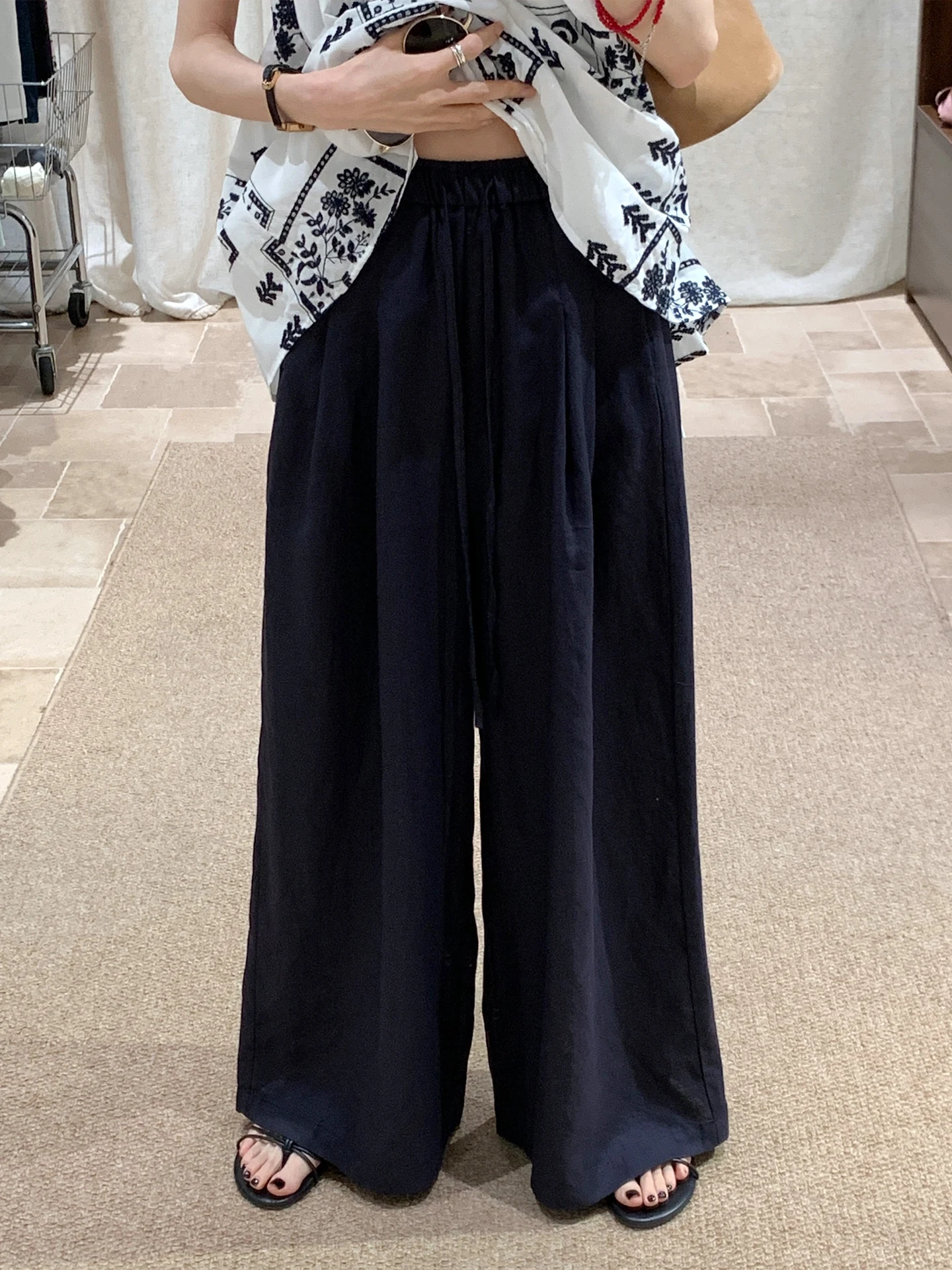 

Корейские свободные повседневные брюки Brivin с широкими штанинами, женские утягивающие брюки с высокой талией и поясом, новинка лета