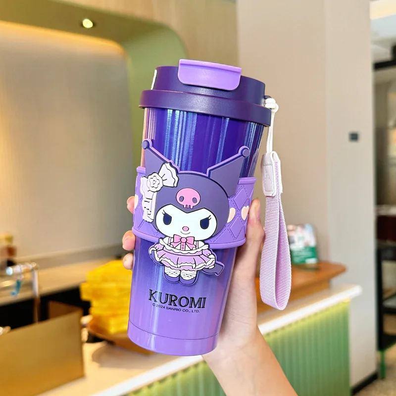 Kawaii Cartoon Anime Kuromi My Melody Cute Hello Kitty Sanrio Double Drink Coffee Cup Large Capacity 316 Food Grade Thermos Cup