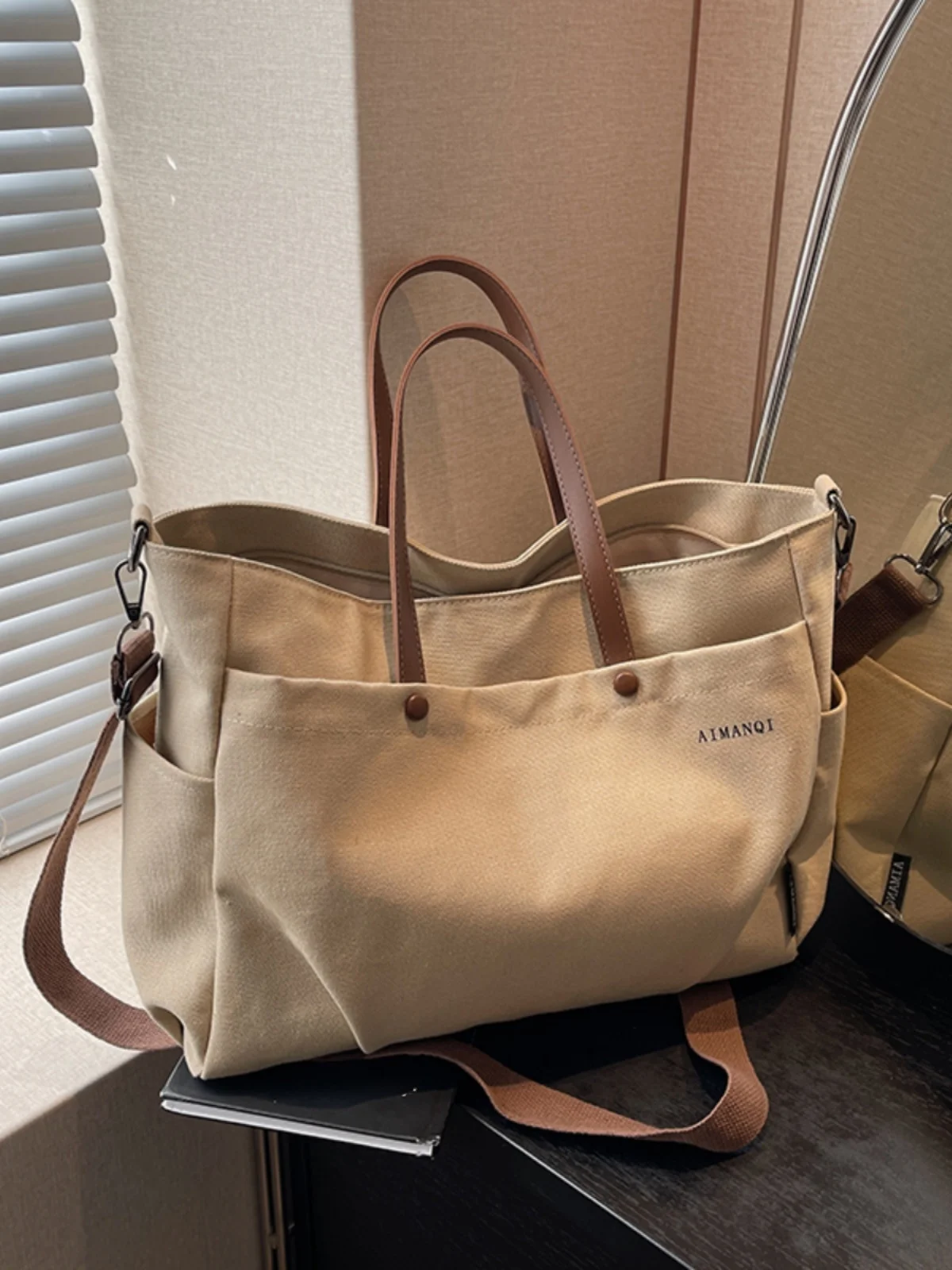 Повседневная большая холщовая сумка Capaci, женская новинка 2023, универсальная сумка через плечо, сумка на одно плечо, ручная большая сумка