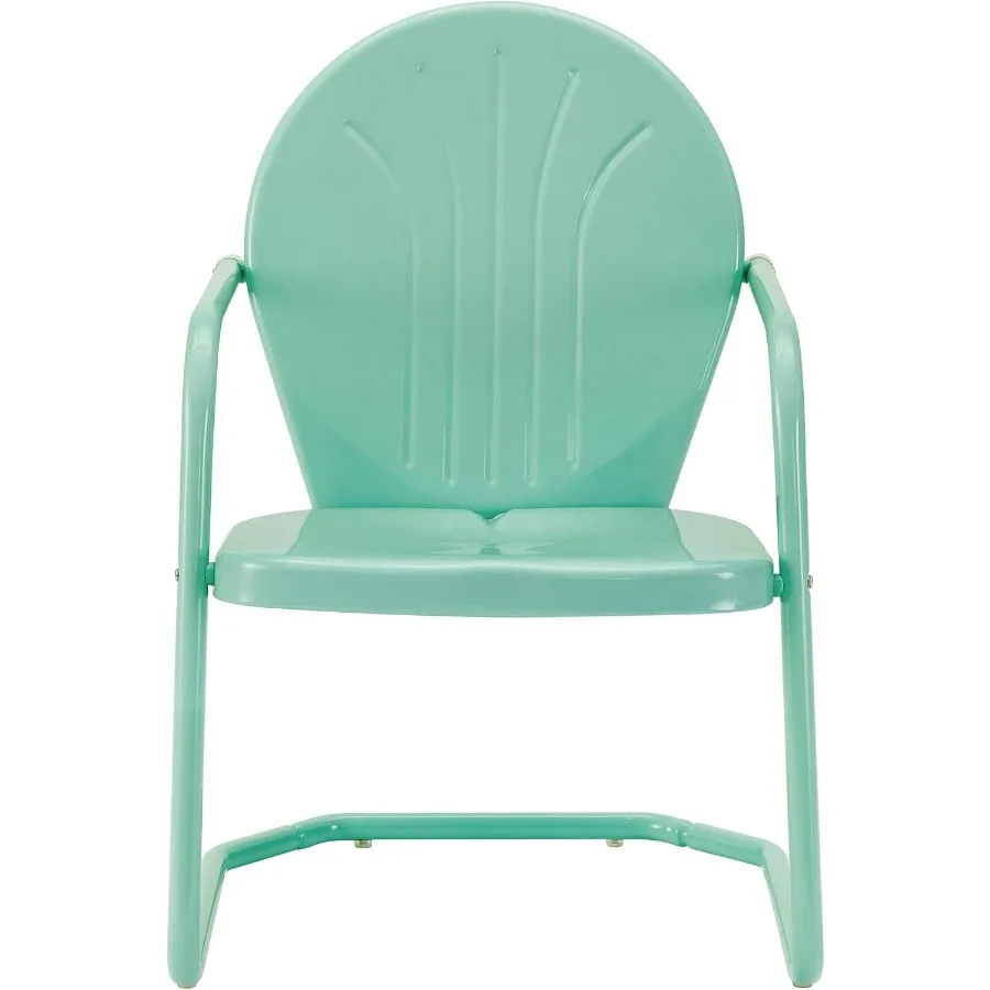 Furniture Griffith Outdoor Chair, Retro Metal Patio Chairs for Dining, Porch, Deck, Balcony, Aqua