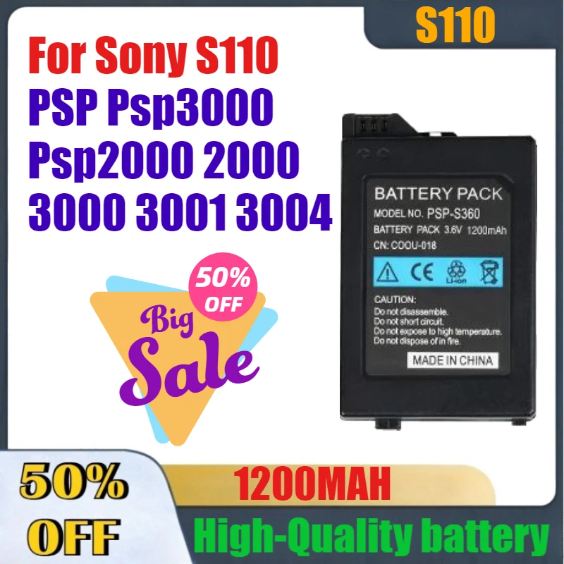 

1200mAh High-Quality Battery PSP-S110 for Sony PSP3000 PSP2000 2000 3000 3001 3004 Game Console Rechargeable Lithium Batteries
