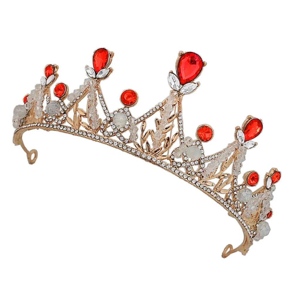 

Princess Crown Headwear Zinc Alloy Crystal Rhinestone Red Birthday Party Hair Decorative Shining Crown