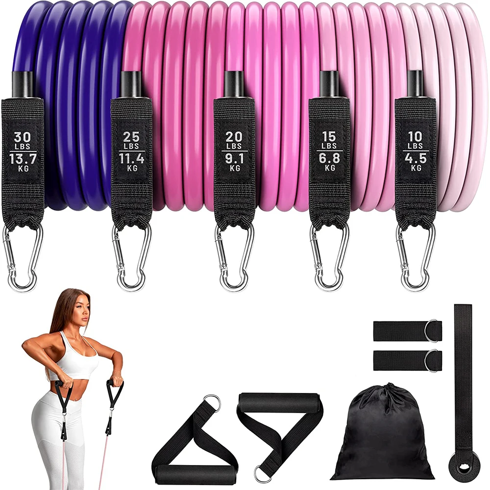 

Resistance Band Set Workout Bands Exercise Band 5 Tube Fitness with Door Anchor Handles Legs Ankle Straps Gym Home Fitness