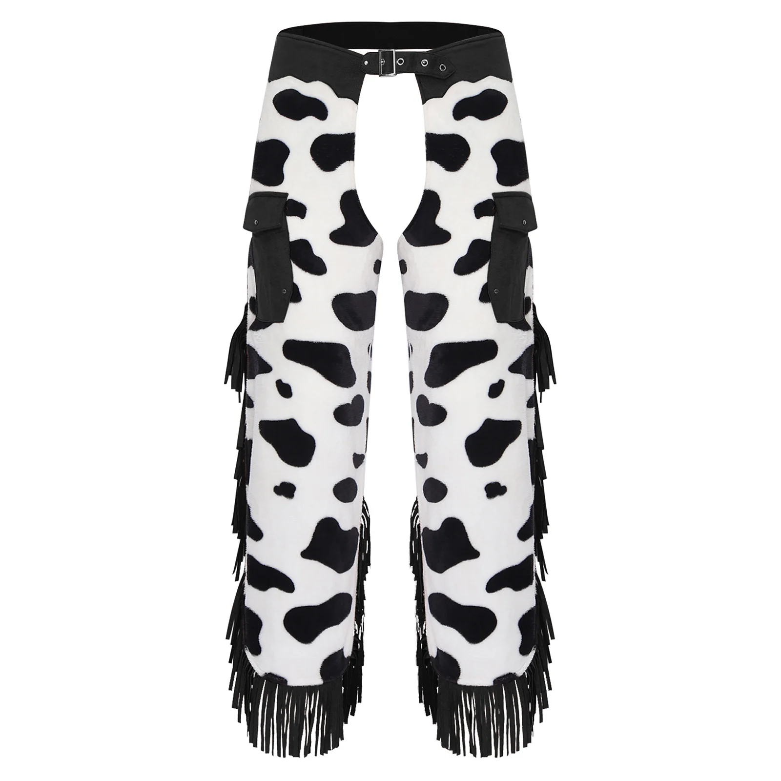 Womens Western Cowboy Cowgirl Fringed Flannel Side Tassel Trousers Vintage Pants Bottoms for Rodeo Dance Competition Stage Show