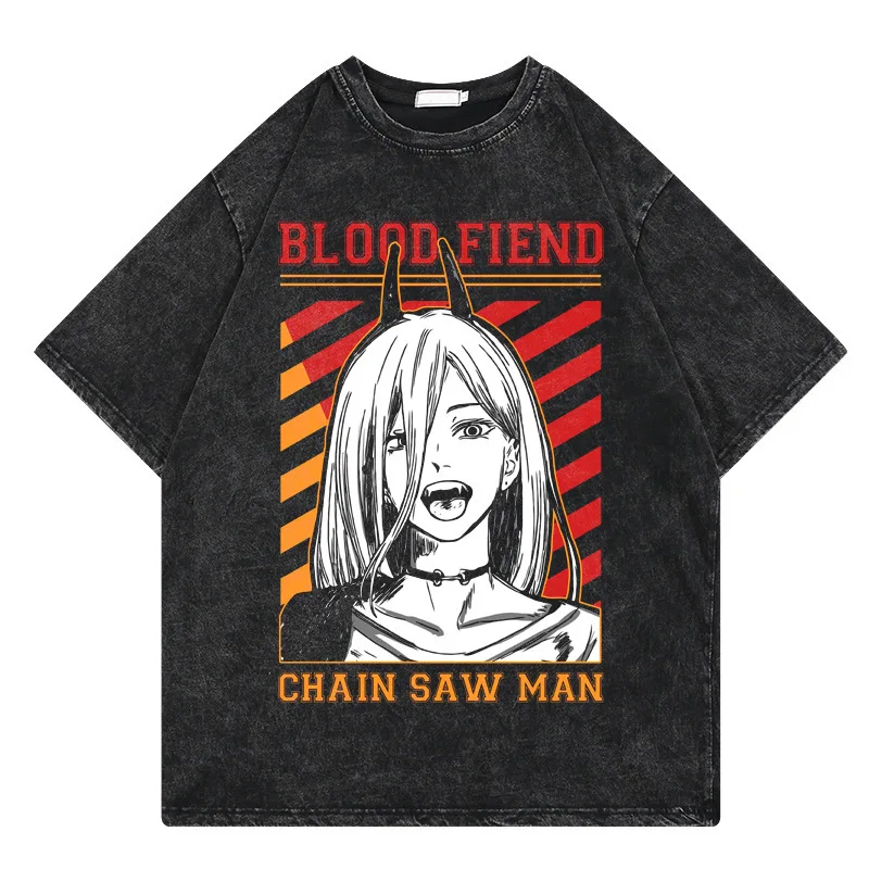 

Футболка унисекс с принтом «Аниме Человек-бензопила», винтажная, повседневная, хлопковая, с коротким рукавом, уличный стиль