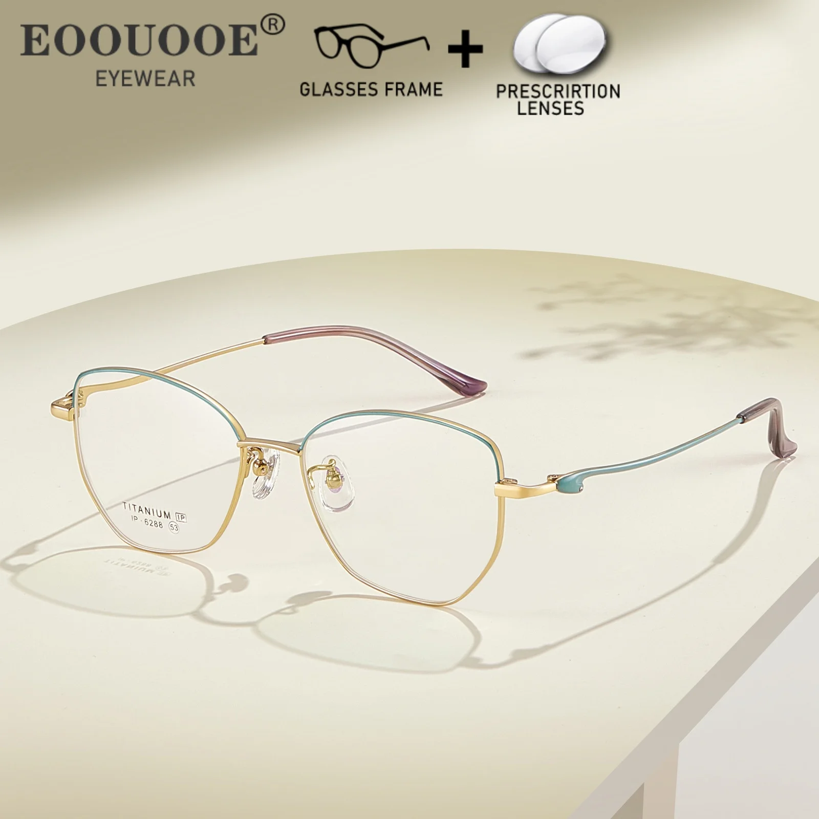 

New Fashion Polygon Women Ultra light Pure Titanium Glasses With Prescription Myopia Reading Lenses Progressive Anti-Reflection